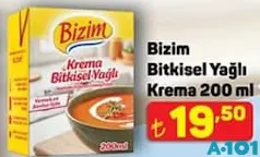 BİZİM BİTKİSEL YAĞLI KREMA 200 ML fiyat ve kampanya bilgisi